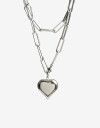 Collares Cortos Metal Collar De Cadena Acero Corazón - Plateado