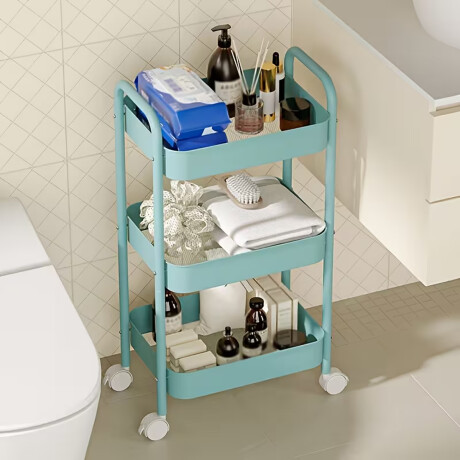 Carro organizador metálico de 3 niveles con ruedas Verde Oscuro