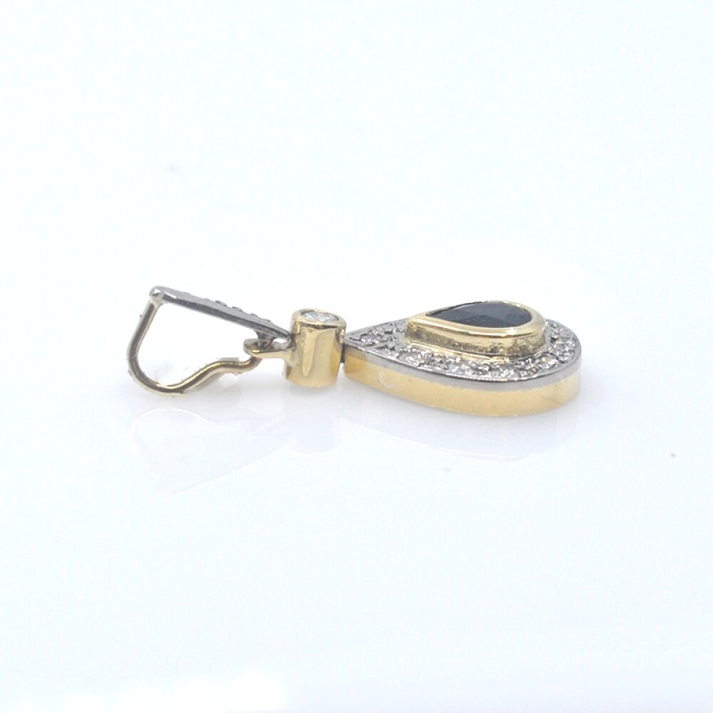 Colgante oro 18k 2 tonos zafiro y brillantes Colgante oro 18k 2 tonos zafiro y brillantes