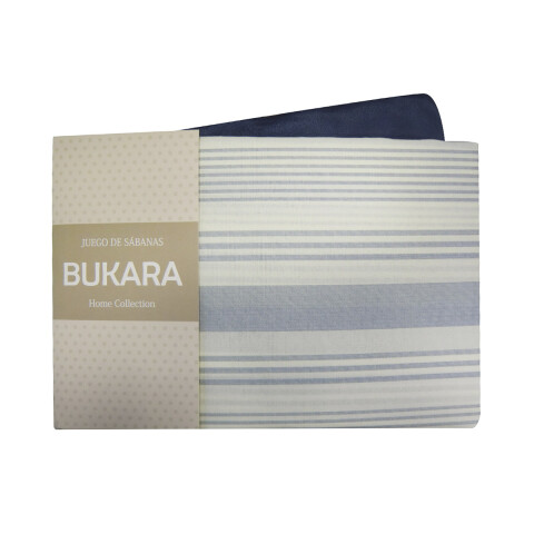 Juego Sábanas Bukara 2 Plazas 100% Microfibra 252 RAYA AZUL