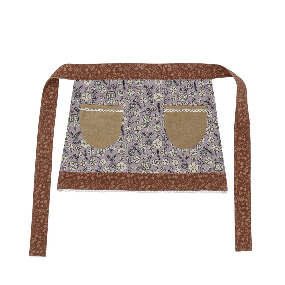 DELANTAL KIDS ALGODON MARRON FLORES