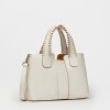 Cartera de mano The Braided en cuero graneado Blanco