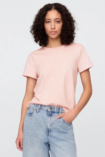 Remera Bàsica Manga Corta Cuello Redondo Mujer Misty Rose