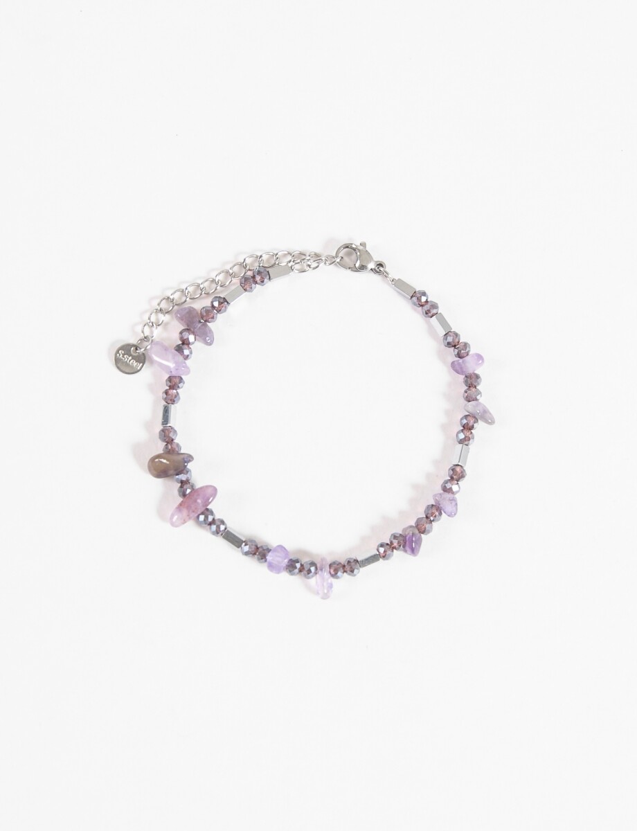 Pulsera piedra acero - lila 