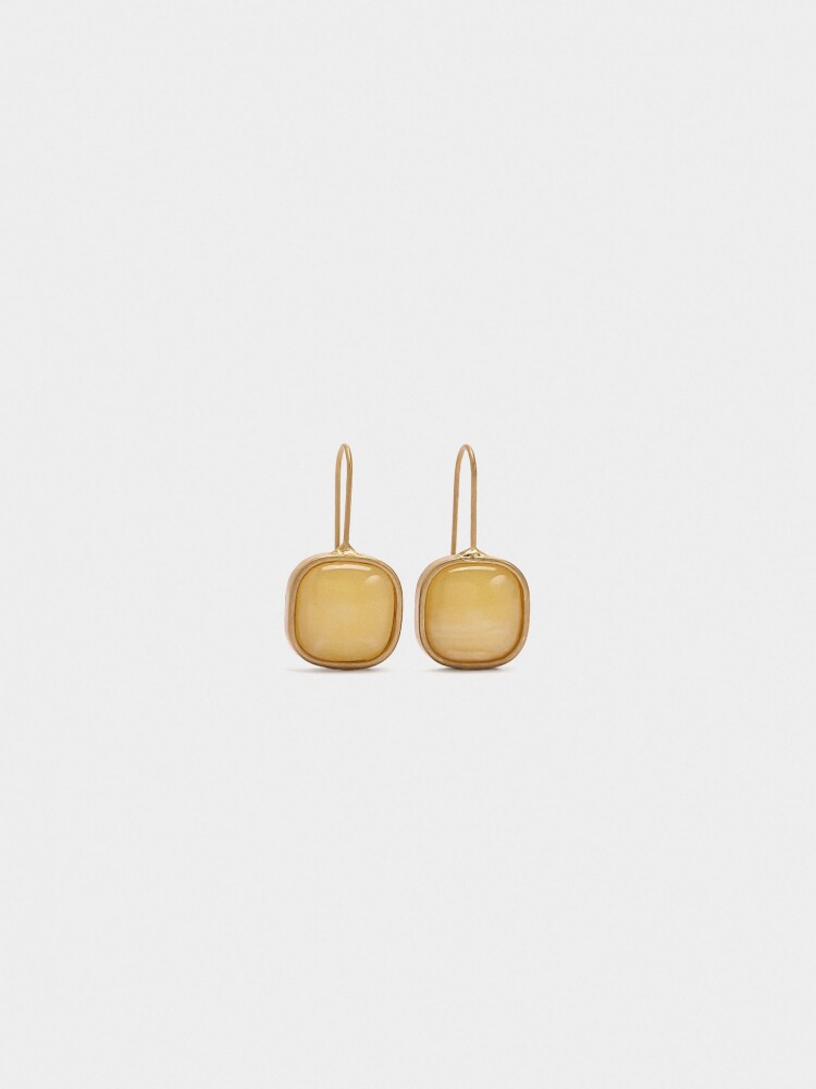 Pendientes Dorados Efecto Piedra beige