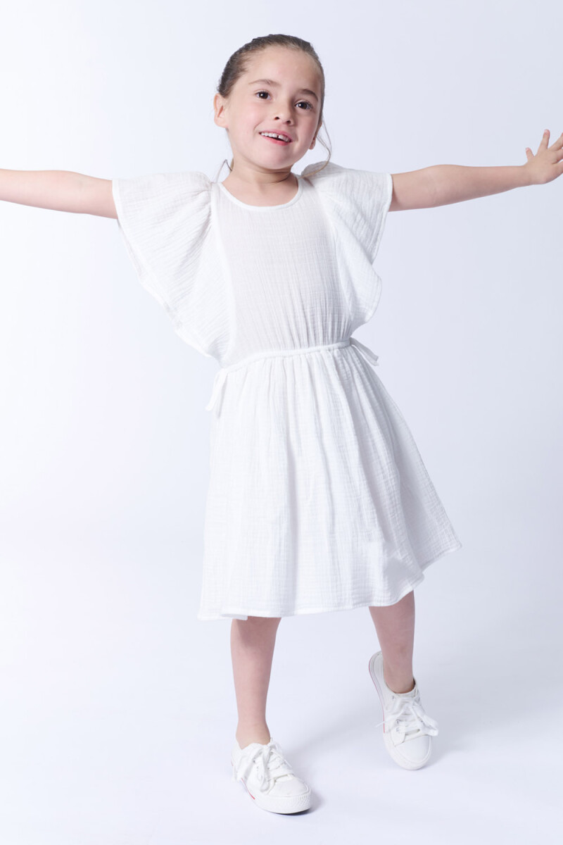 Vestido rustico volados - Crudo 