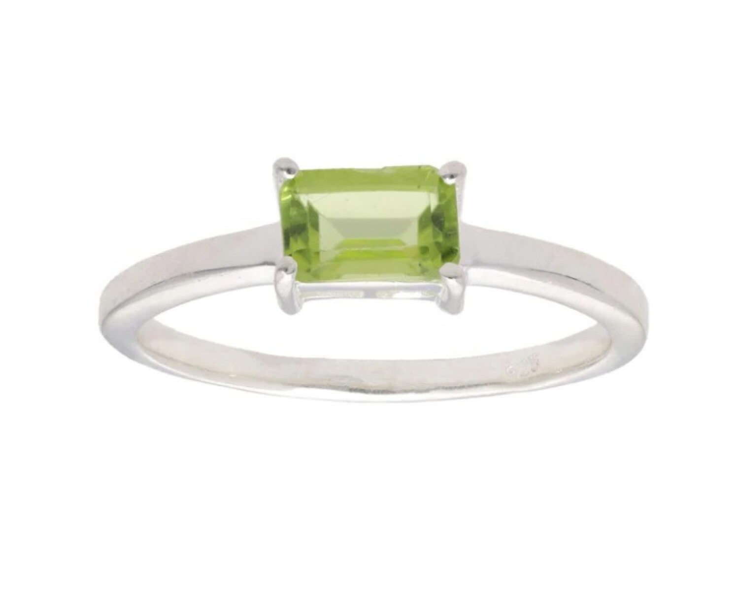 Anillo Cuadrado-Plata rodinada-Piedra Peridoto-AN2023 - conpiedra 
