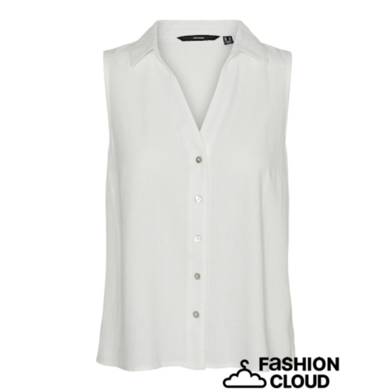 VMMYMILO SL V-NECK SHIRT WVN GA SNOW WHITE