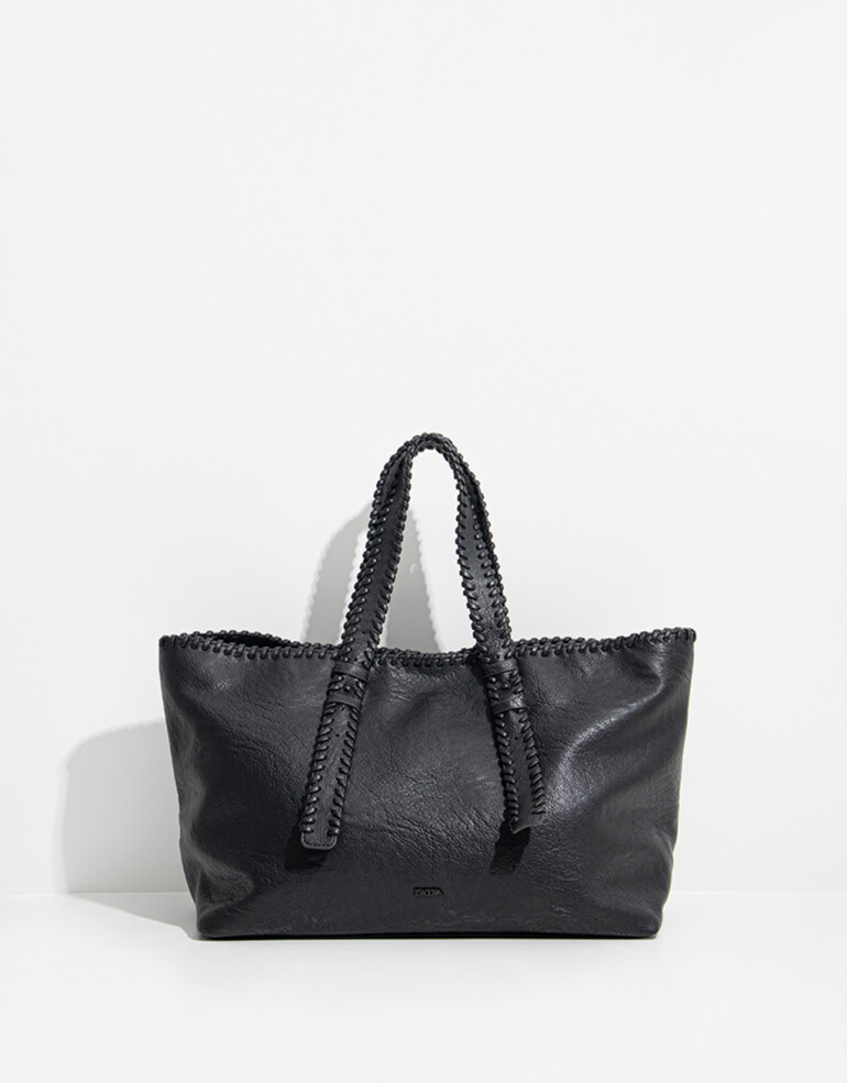 Shopper Shopper Con Doble Manija - Negro