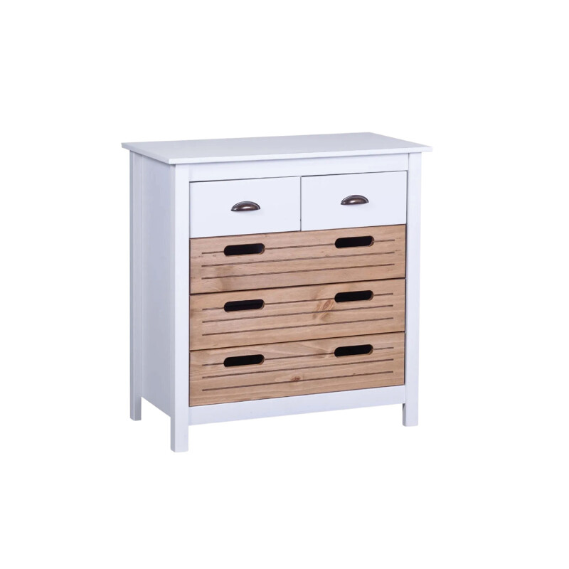 Cómoda Lumax 5 cajones madera y blanco Cómoda Lumax 5 cajones madera y blanco