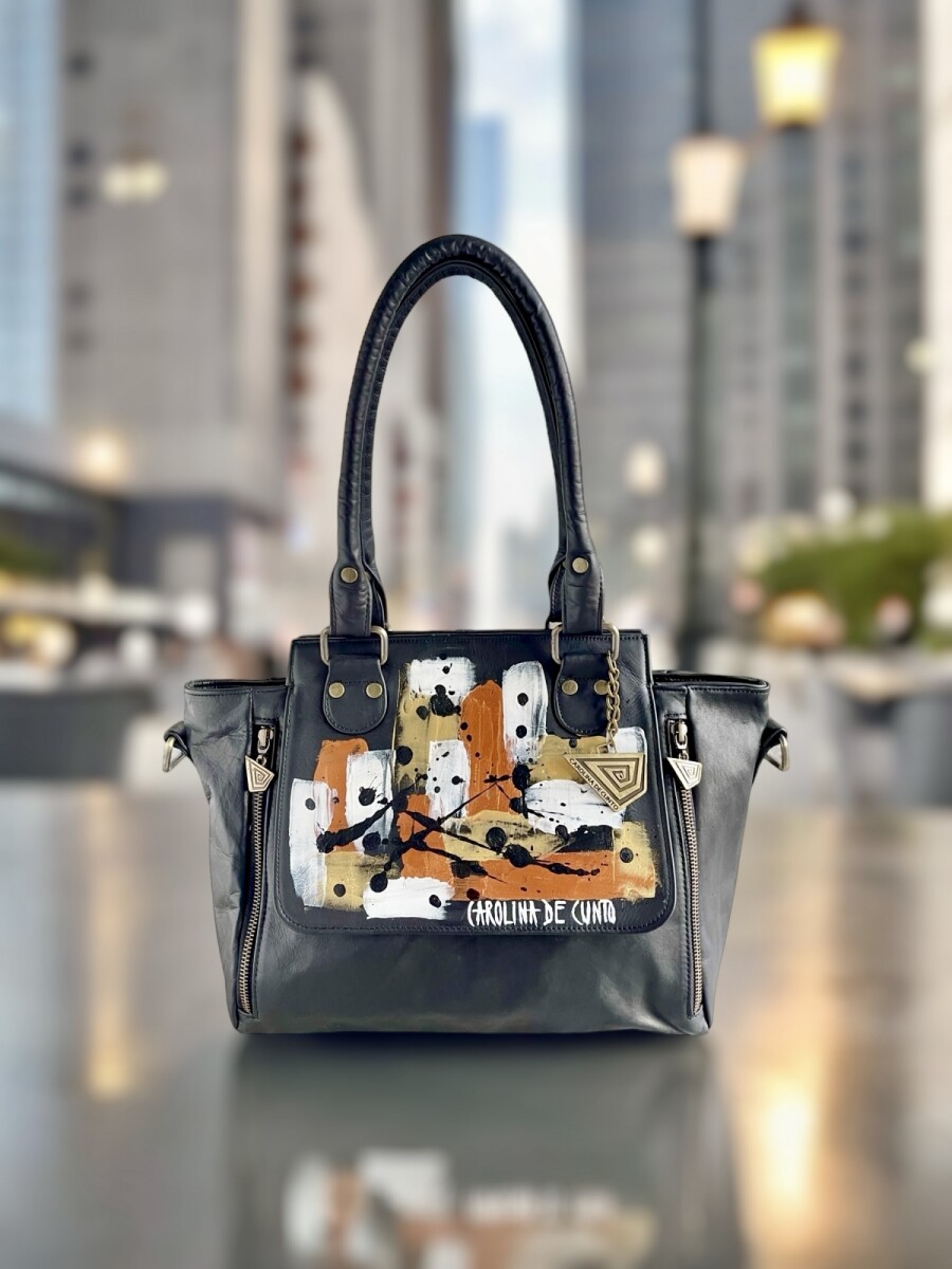 Cartera Mila Negra Con Arte. 