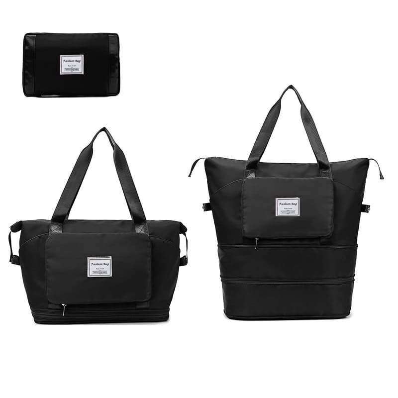 Bolso de viaje impermeable plegable y expandible negro