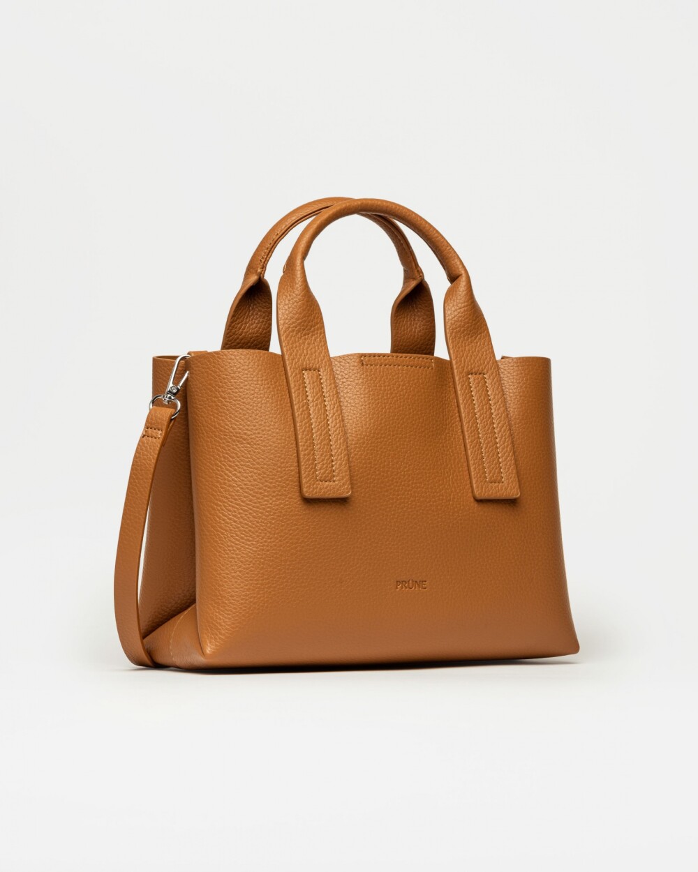 Cartera de mano Gaia en efecto cuero graneado Camel