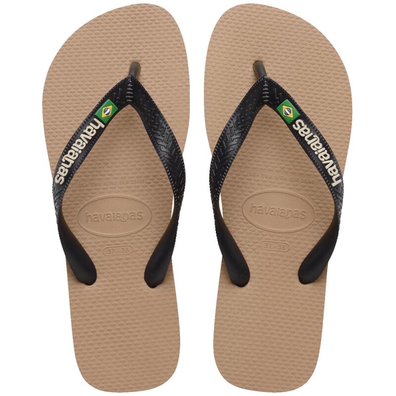 Sandalias Havaianas Brasil Logo Hombre Oro Rosa Negro