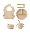 Set de alimentación de silicona para bebé  6 piezas Beige