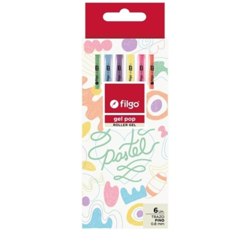 Filgo Lapicera Roller Gel Pop- Estuche 6 Pastel Filgo Lapicera Roller Gel Pop- Estuche 6 Pastel