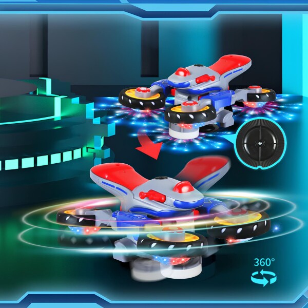 Moto Giratoria Luz Sonido Movimiento 360 Juguete Niños Variante Color Rojo Azul