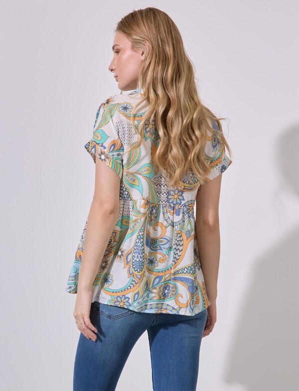 Camisa Gasa Print MULTI/ANARANJADO