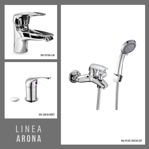 Juego Completo De Griferia Incluye Ducha Exterior,Lavatorio Bajo Y Bidet GRIS