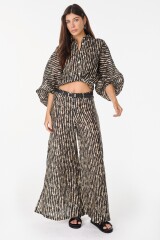 Pantalon Cuarzo Lino Estampa Negro