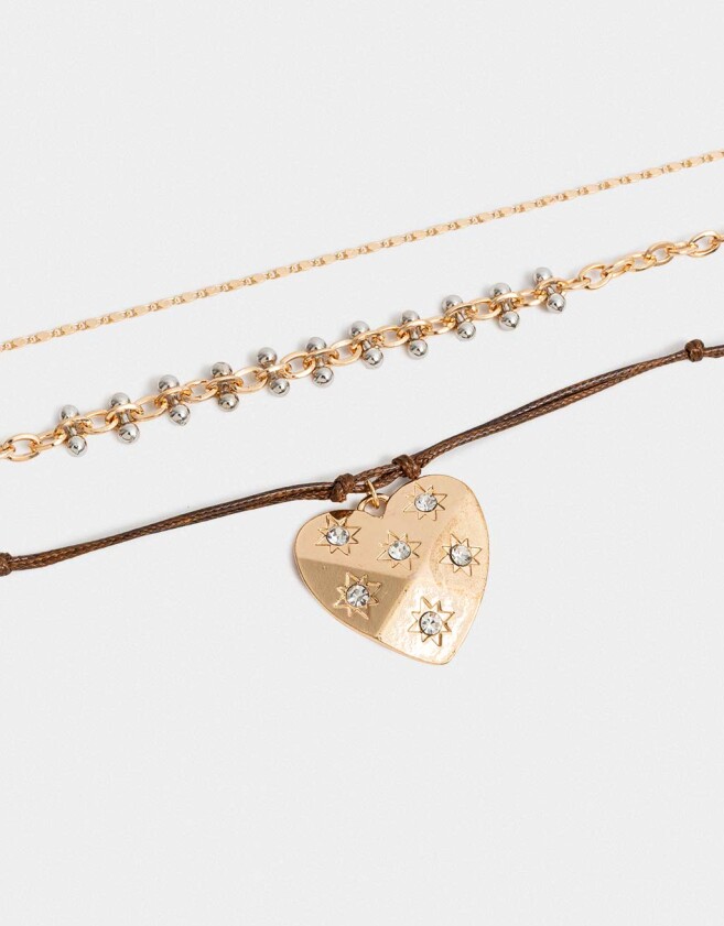 Collares Cortos Metal diferenciado Collar Corto Con Corazón - Dorado Antique Gold