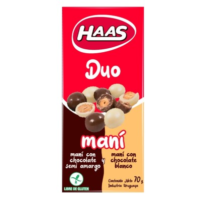 Maní Con Chocolate Haas Duo 70 Grs. Maní Con Chocolate Haas Duo 70 Grs.