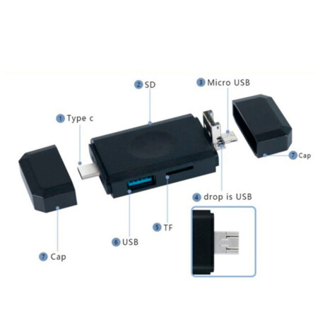 Lector De Tarjetas 6 en 1 Conector USB-C Lightning USB 3.0 Lector De Tarjetas 6 en 1 Conector USB-C Lightning USB 3.0