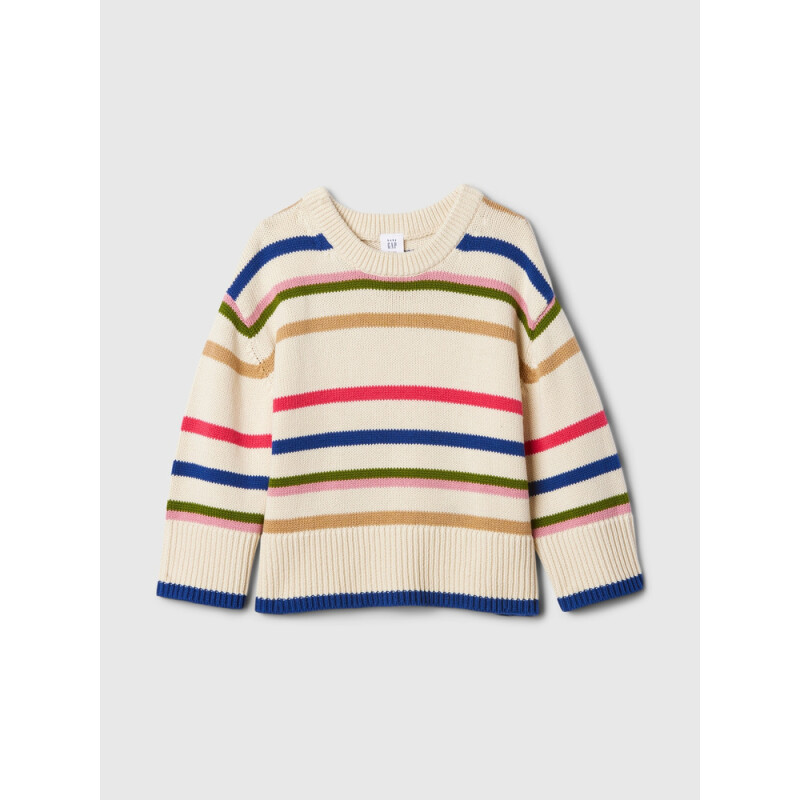 24/7 BOXY CREW SWTR WHITE MULTI STRIPE