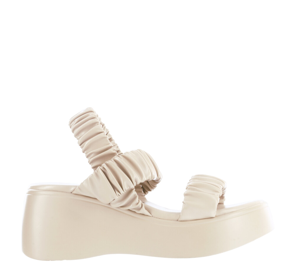 Sandalia VOLGA con tiras fruncidas Beige
