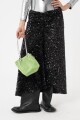 Falda midi de lentejuela Negro