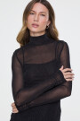 BLUSA TUL GLITTER CUELLO ALTO Negro