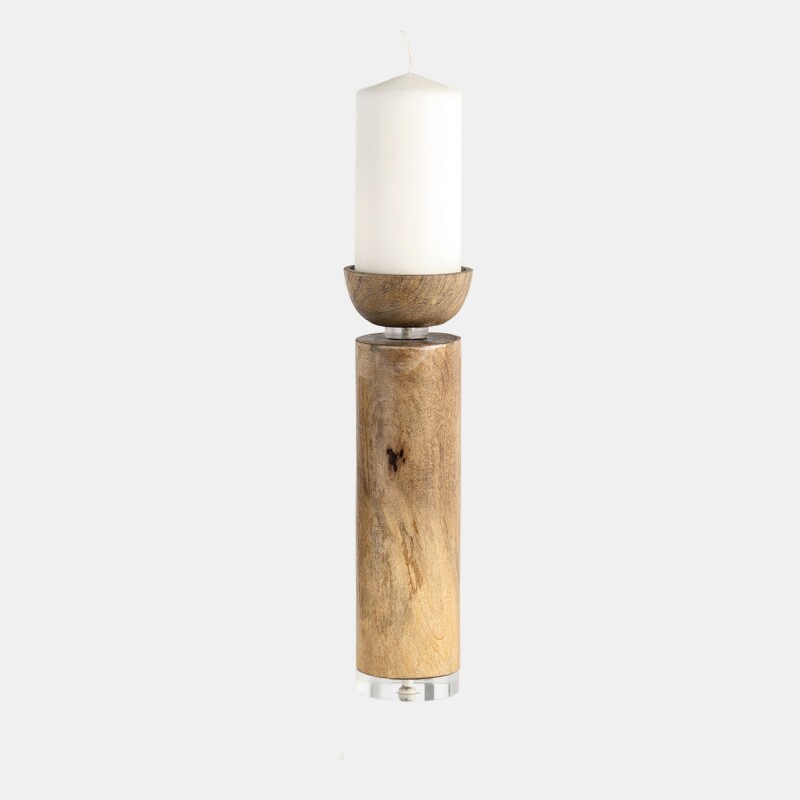 CANDELABRO BAJO MADERA Y VIDRIO 7.5x7.5x28CM CANDELABRO BAJO MADERA Y VIDRIO 7.5x7.5x28CM