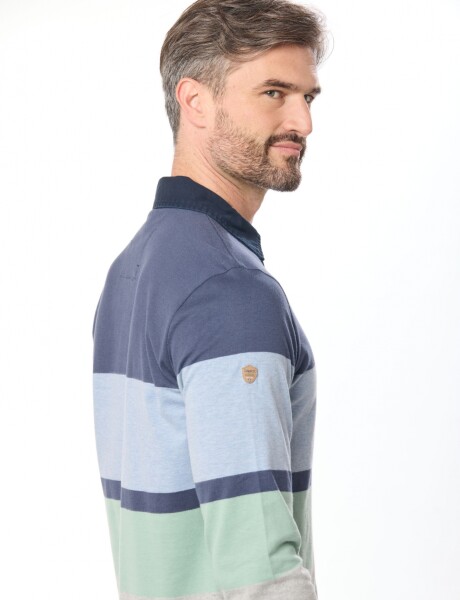 REMERA POLO RAYADA Azul