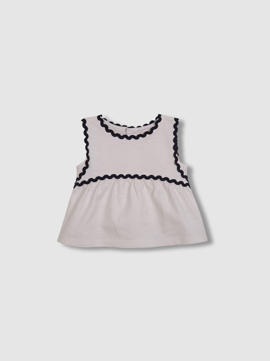 Camiseta Con Detalle De Ondas A Contraste Blanco