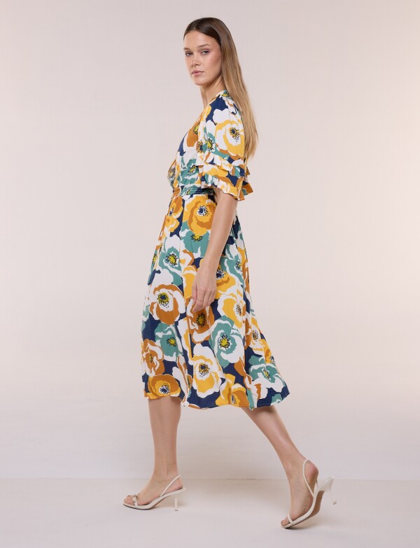 Vestido Volados Printed MULTI/AMARILLO