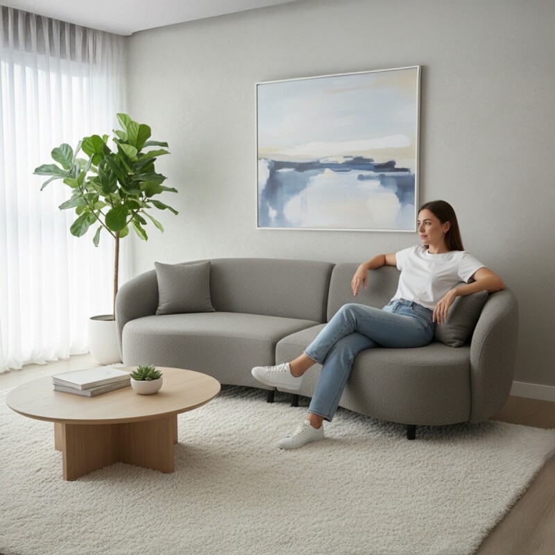 SOFA 4 PUESTOS 2PZS CURVED - GRIS 402244 (CD) DISC Unica