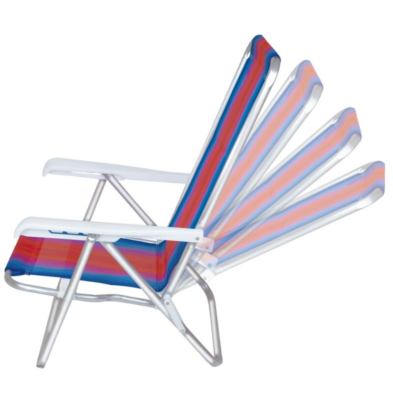 Silla reclinable 4 posiciones aluminio NARANJA/AZUL