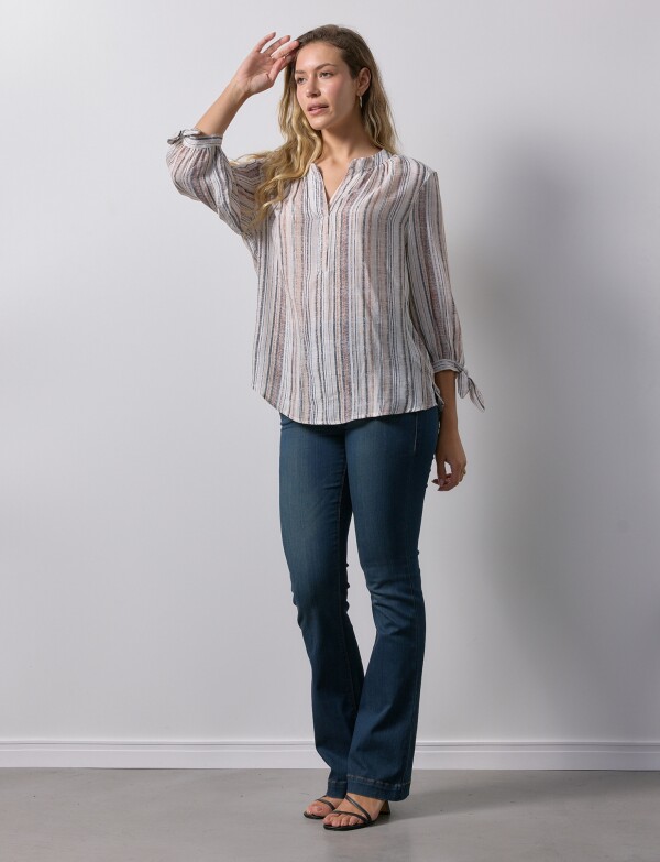 Blusa Lineas Mga Nudos MULTI/MARRON