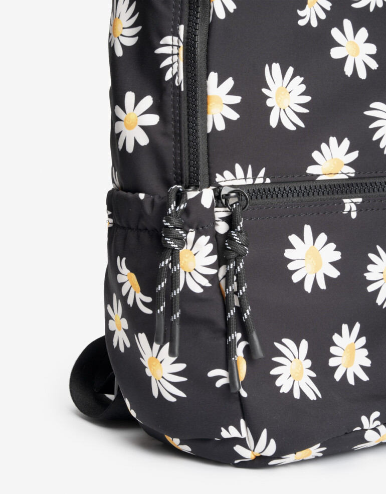 Mochilas Urbanas Nylon Mochila Con Bolsillo Delantero Y Laterales. - Estampado Flores