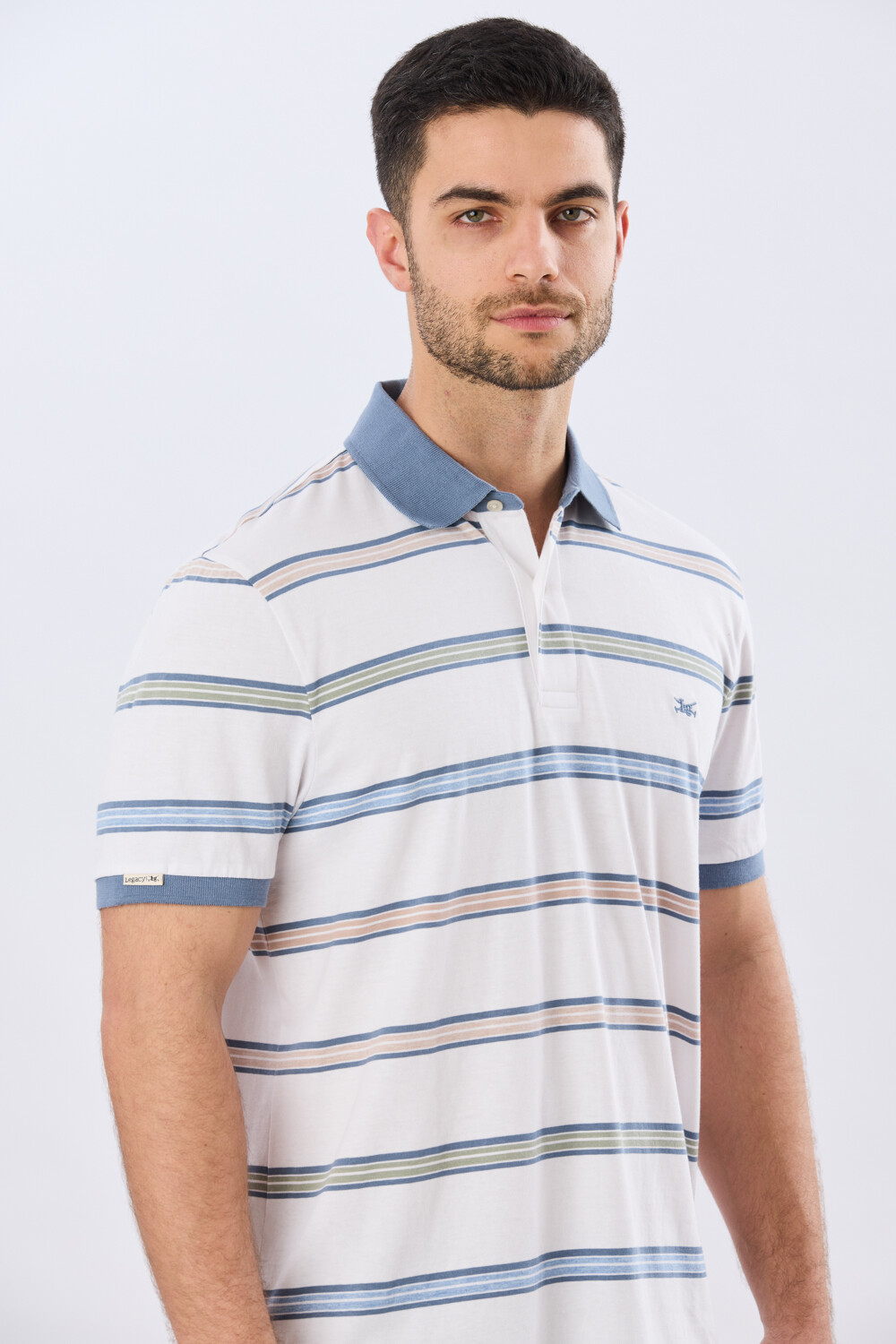 REMERA POLO RAYADA JERSEY Blanco
