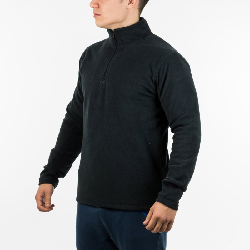 Diadora Men Micropolar Half Zip Sweater - Black Negro
