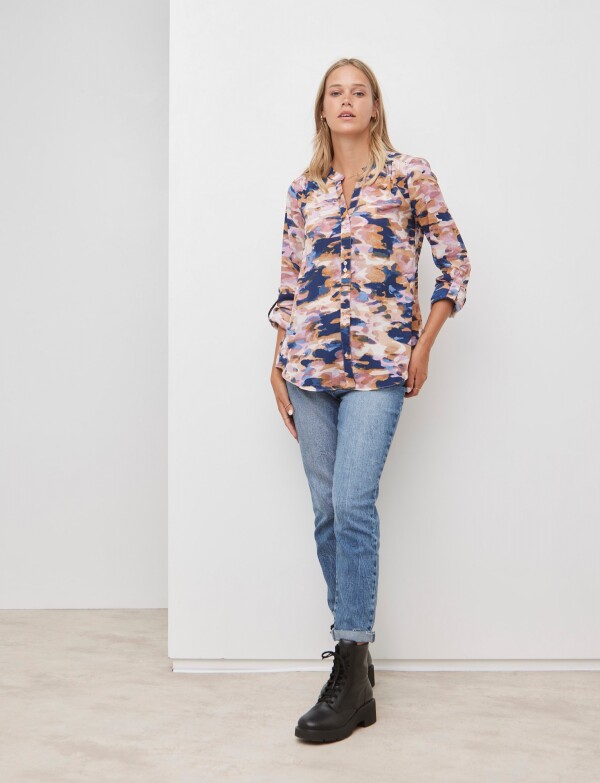 Camisa Gasa Print MULTI/AZUL