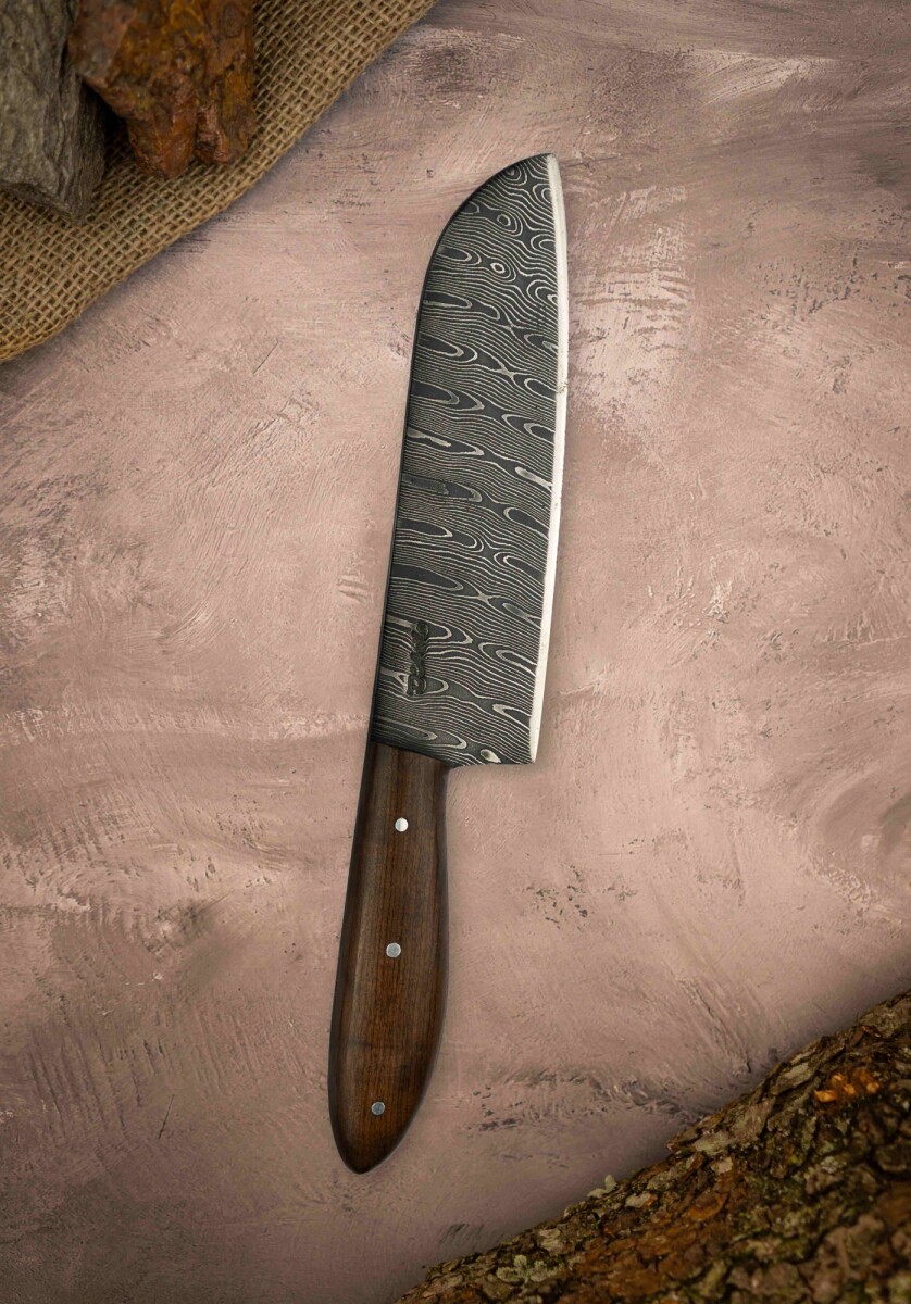 Cuchillo Chef Santoku en Acero de Damasco 