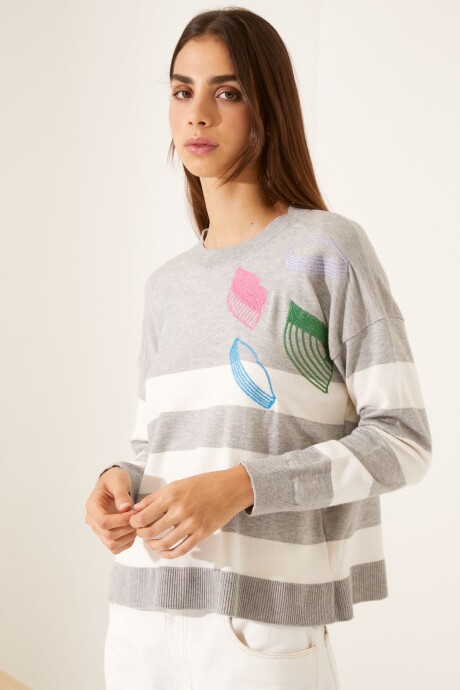 SWEATER MALIKA RAYADO GRIS