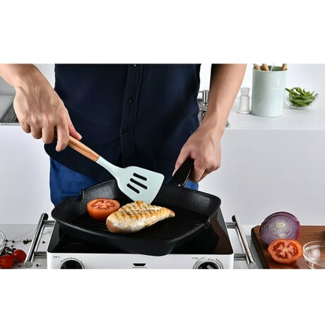 Set Menage 12Pzs Utensillos Cocina en Silicona Antiadherente Verde Claro