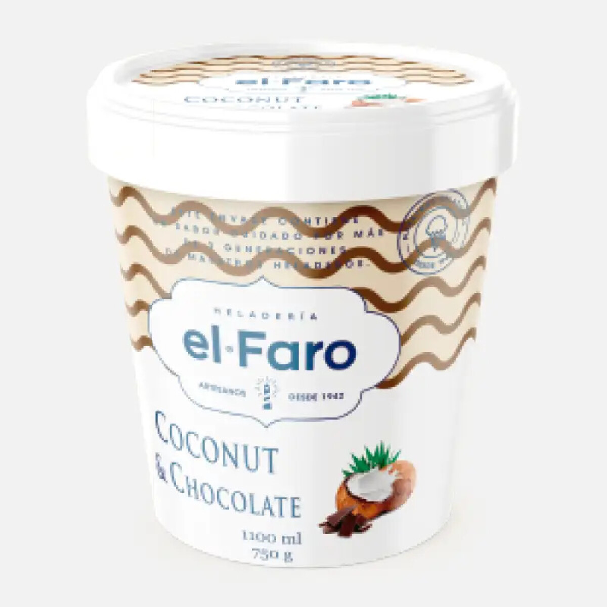 Helado El Faro Coco y Chocolate - 1,1 lt 