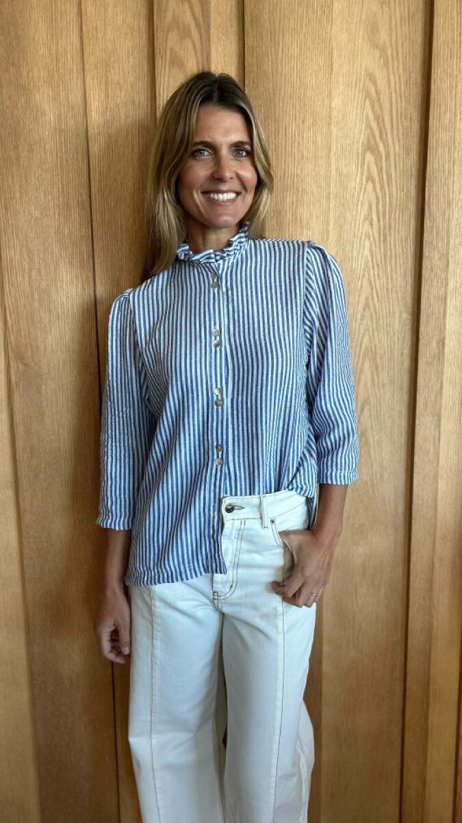 Camisa Carlotta 2.0 - Lino Raya azul mediana 