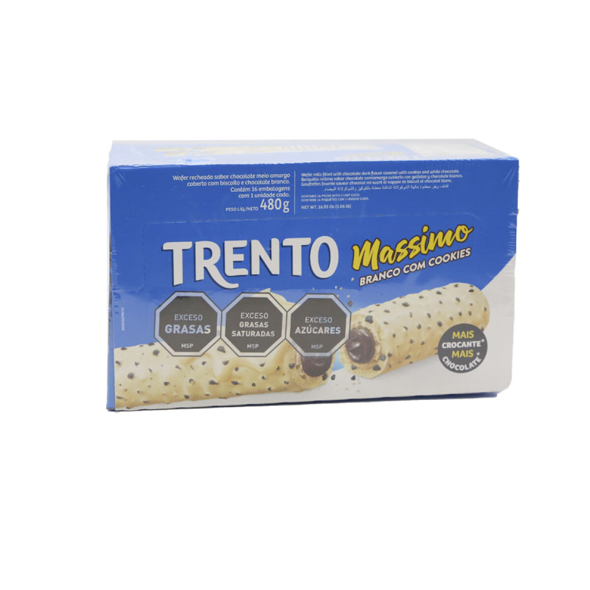 Barquillo TRENTO MASSIMO 480Grs 16Pcs - Blanco con Cookies 
