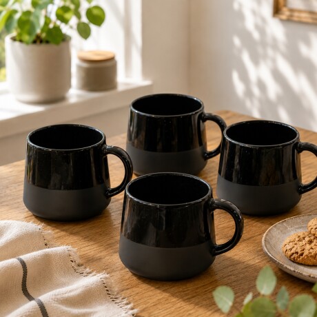 Taza Mug 414 ml set x4 NEGRO