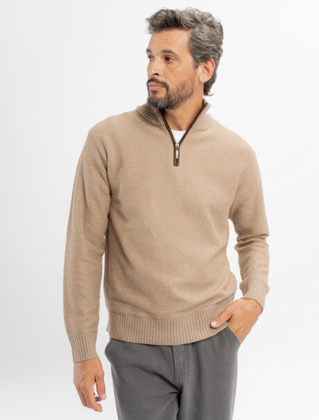 Buzo medio cierre Álamo beige